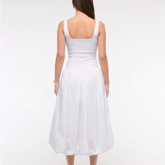 Abercrombie & Fitch Mixed Fabric Bubble Hem Midi Dress Size S - Sold out online! - Picture 5 of 9